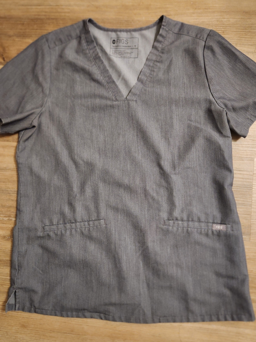 Figs Women's Gray V-Neck Scrub Top
